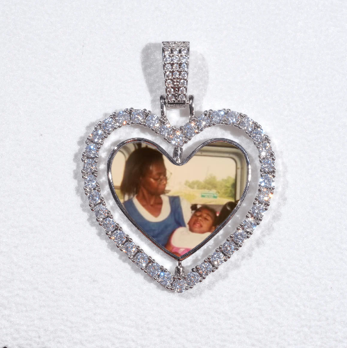 3D Spinning 2-Faced Heart Custom Picture Pendant
