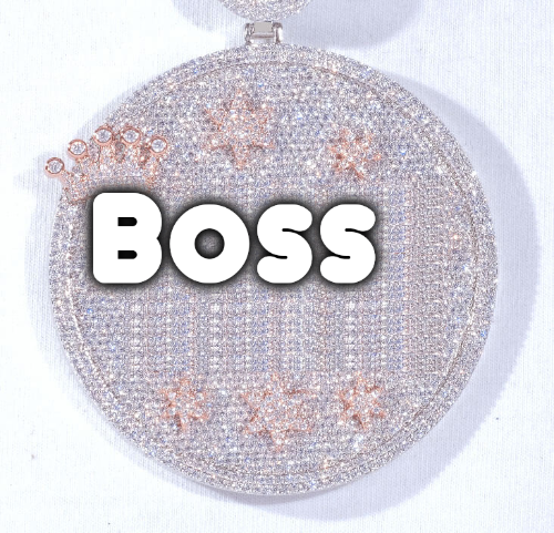 CUSTOM LETTER NECKLACE 3D BIG CROWN DISC