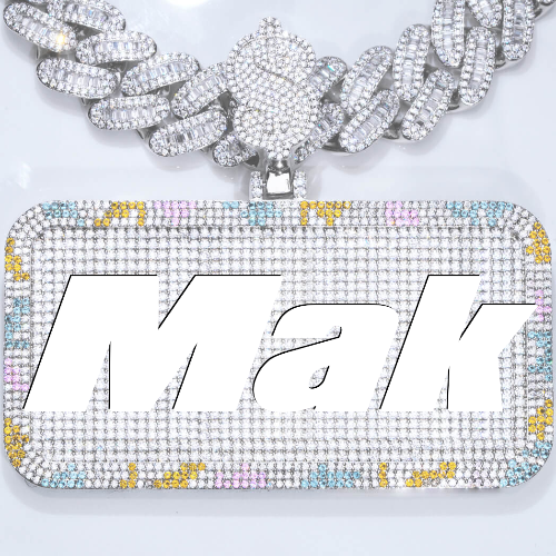 CUSTOM LETTER NECKLACE 3D COLORFUL SQUARE