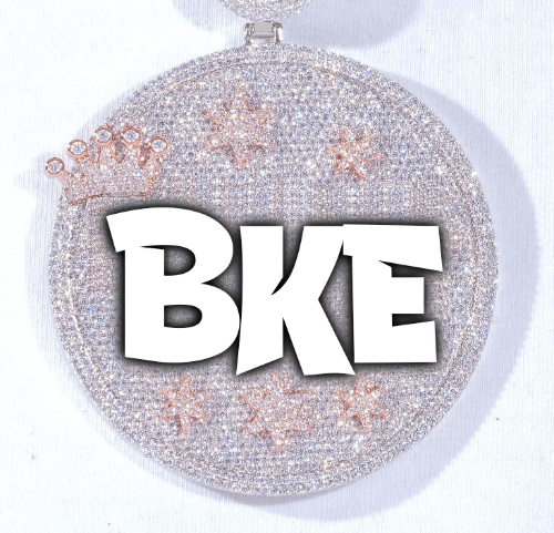 CUSTOM LETTER NECKLACE 3D BIG CROWN DISC