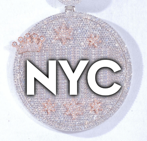 CUSTOM LETTER NECKLACE 3D BIG CROWN DISC