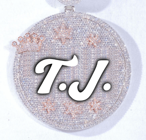 CUSTOM LETTER NECKLACE 3D BIG CROWN DISC