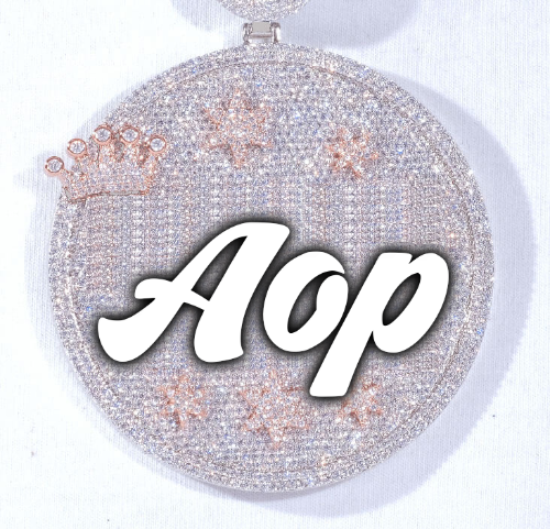 CUSTOM LETTER NECKLACE 3D BIG CROWN DISC
