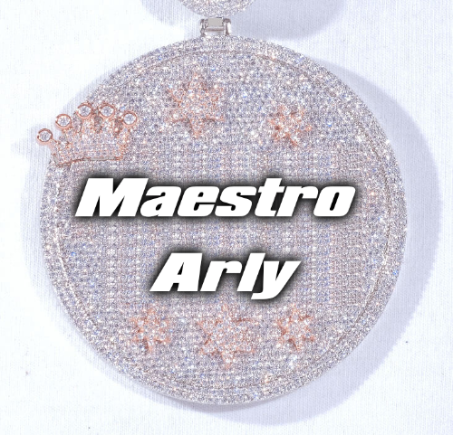 CUSTOM LETTER NECKLACE 3D BIG CROWN DISC