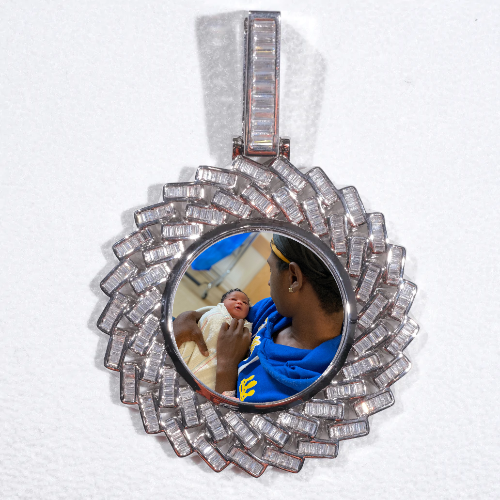 Large 3D Baguette Custom Picture Pendant