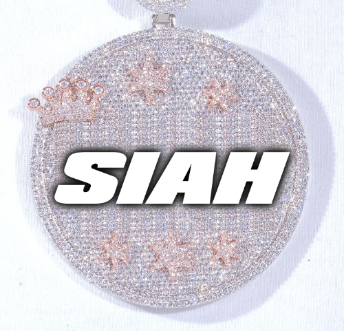 CUSTOM LETTER NECKLACE 3D BIG CROWN DISC