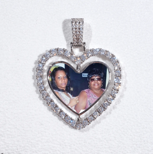 3D Spinning 2-Faced Heart Custom Picture Pendant