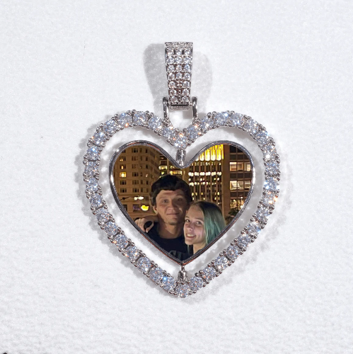 3D Spinning 2-Faced Heart Custom Picture Pendant