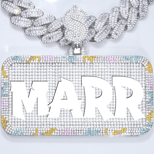 CUSTOM LETTER NECKLACE 3D COLORFUL SQUARE