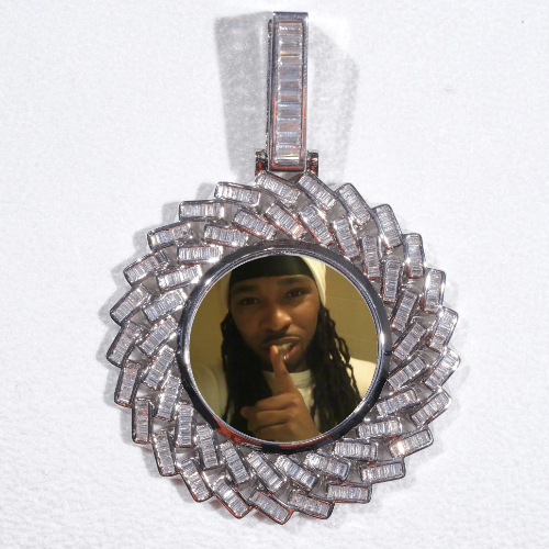 Large 3D Baguette Custom Picture Pendant