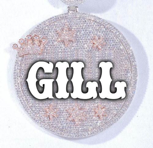 CUSTOM LETTER NECKLACE 3D BIG CROWN DISC