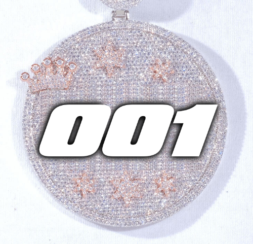 CUSTOM LETTER NECKLACE 3D BIG CROWN DISC