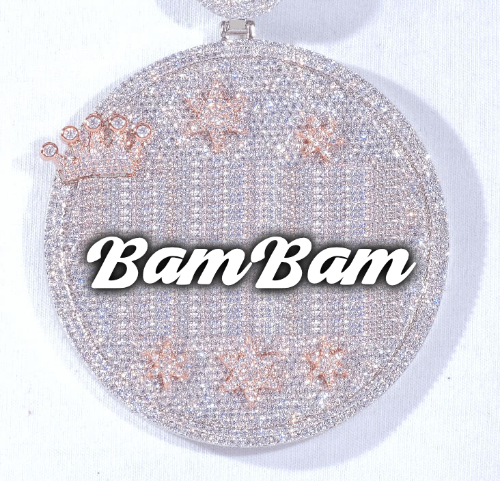 CUSTOM LETTER NECKLACE 3D BIG CROWN DISC