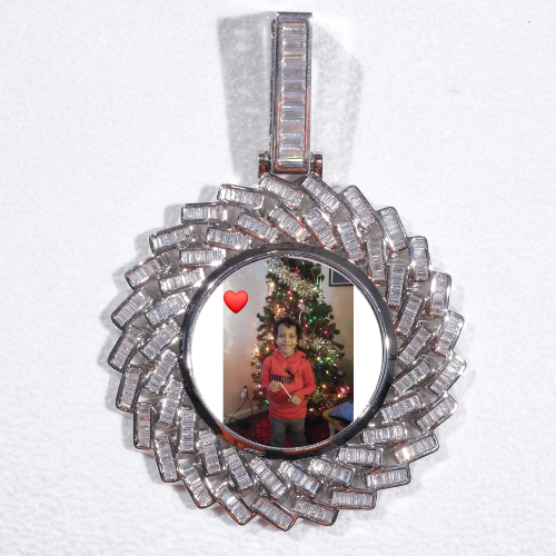 Large 3D Baguette Custom Picture Pendant