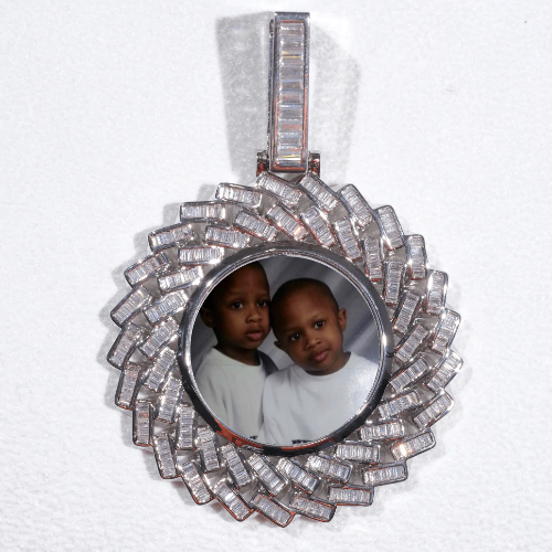 Large 3D Baguette Custom Picture Pendant
