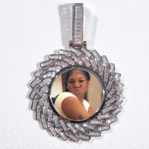 Large 3D Baguette Custom Picture Pendant