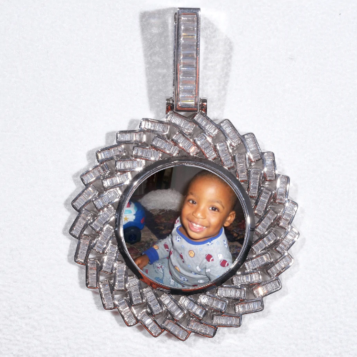 Large 3D Baguette Custom Picture Pendant