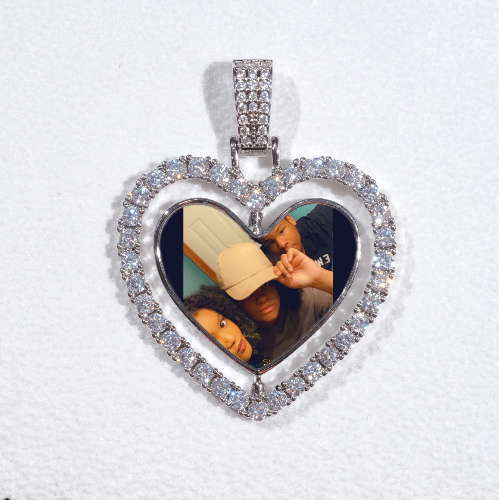 3D Spinning 2-Faced Heart Custom Picture Pendant