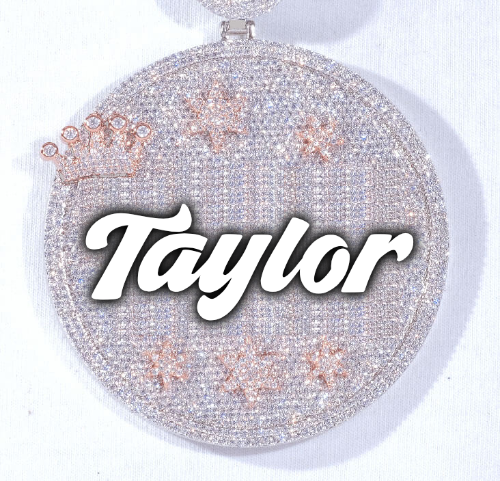 CUSTOM LETTER NECKLACE 3D BIG CROWN DISC