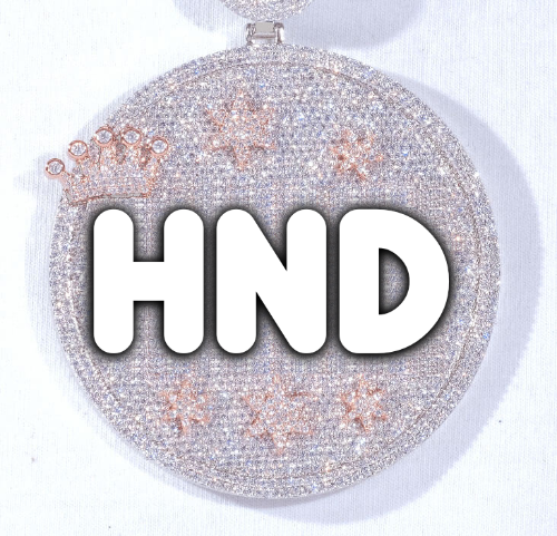 CUSTOM LETTER NECKLACE 3D BIG CROWN DISC