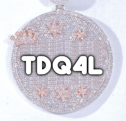 CUSTOM LETTER NECKLACE 3D BIG CROWN DISC
