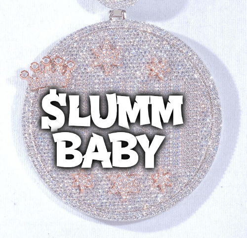 CUSTOM LETTER NECKLACE 3D BIG CROWN DISC