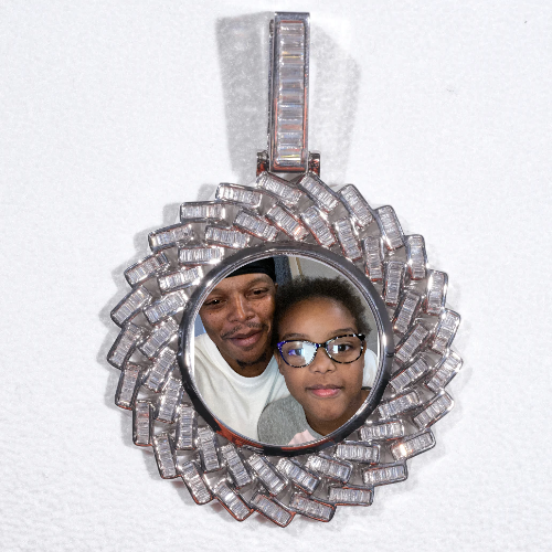 Large 3D Baguette Custom Picture Pendant
