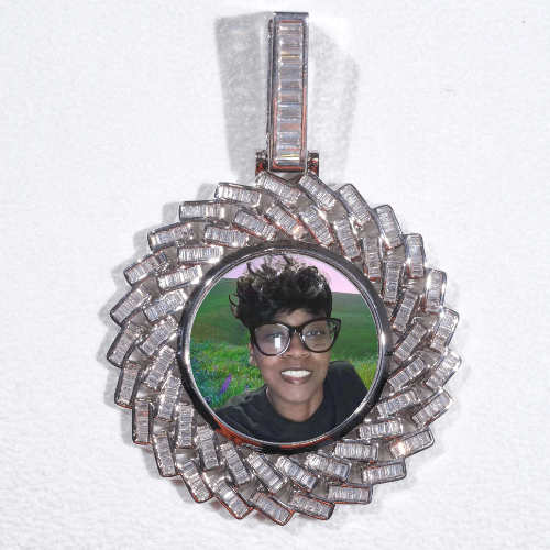 Large 3D Baguette Custom Picture Pendant