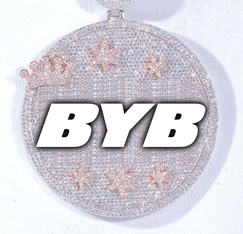 CUSTOM LETTER NECKLACE 3D BIG CROWN DISC