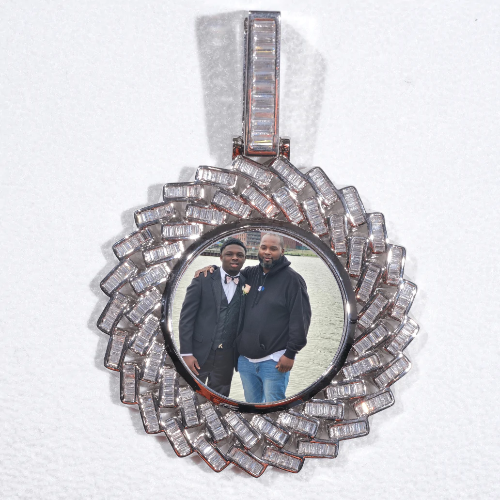 Large 3D Baguette Custom Picture Pendant