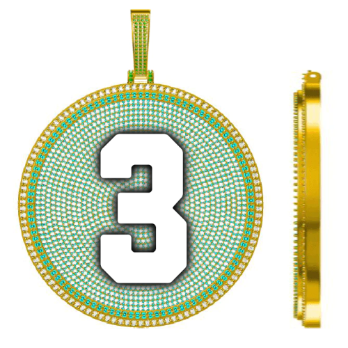 CUSTOM LETTER NECKLACE 3D BIG DISC