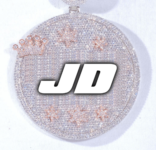 CUSTOM LETTER NECKLACE 3D BIG CROWN DISC