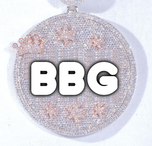 CUSTOM LETTER NECKLACE 3D BIG CROWN DISC