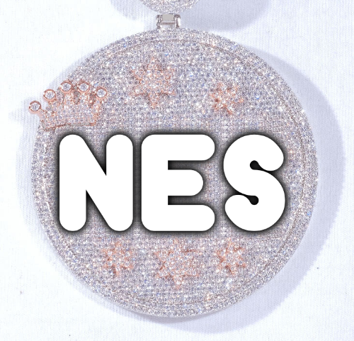 CUSTOM LETTER NECKLACE 3D BIG CROWN DISC
