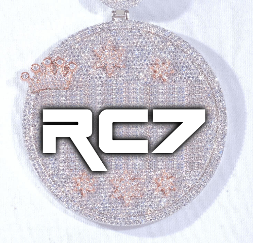 CUSTOM LETTER NECKLACE 3D BIG CROWN DISC