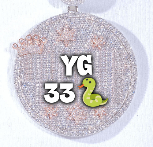 CUSTOM LETTER NECKLACE 3D BIG CROWN DISC