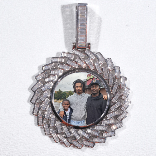 Large 3D Baguette Custom Picture Pendant