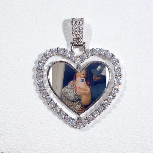 3D Spinning 2-Faced Heart Custom Picture Pendant