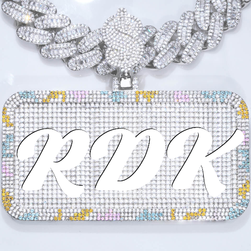 CUSTOM LETTER NECKLACE 3D COLORFUL SQUARE