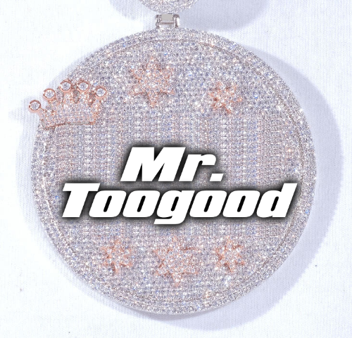 CUSTOM LETTER NECKLACE 3D BIG CROWN DISC