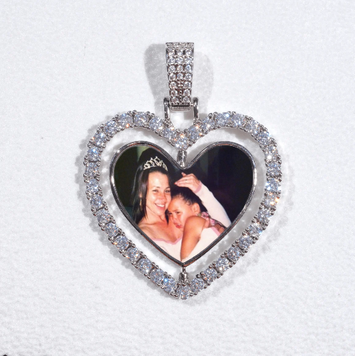3D Spinning 2-Faced Heart Custom Picture Pendant