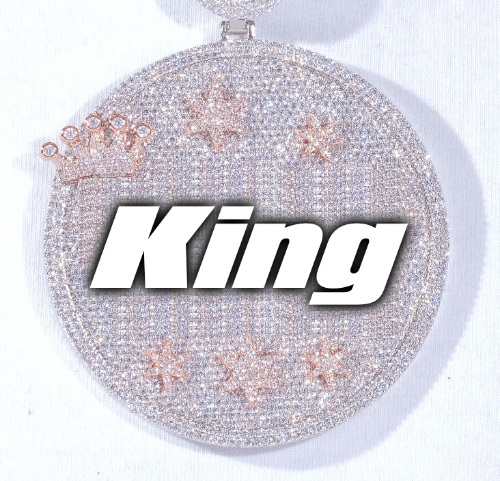 CUSTOM LETTER NECKLACE 3D BIG CROWN DISC