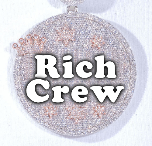 CUSTOM LETTER NECKLACE 3D BIG CROWN DISC