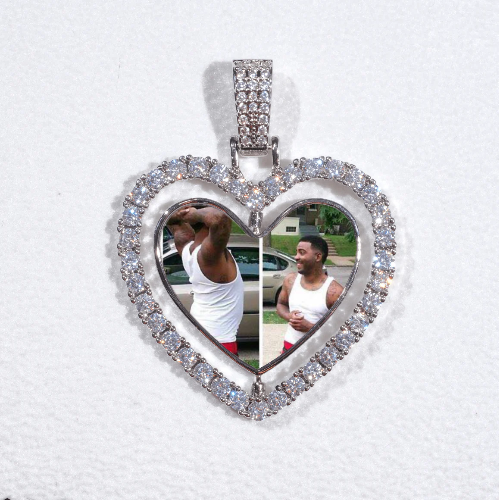 3D Spinning 2-Faced Heart Custom Picture Pendant