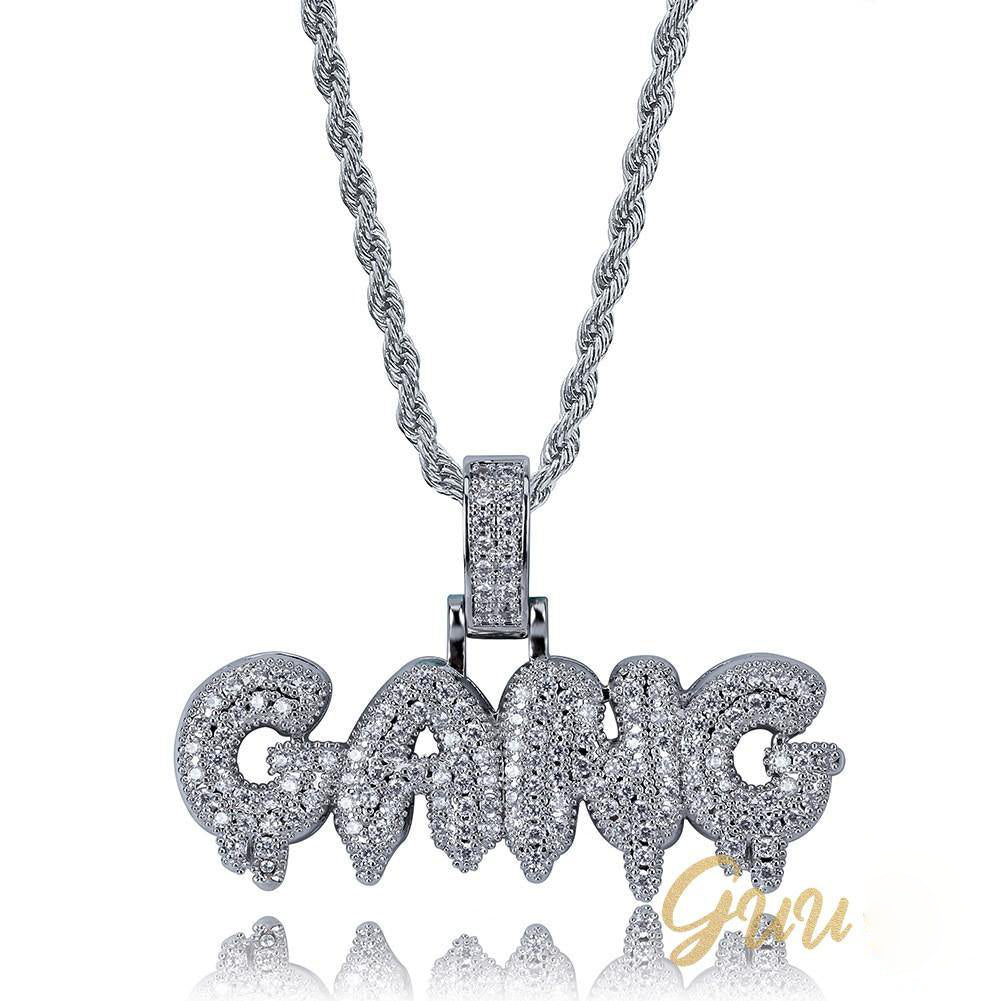 Iced Gold-Plated Letter GANG Pendant