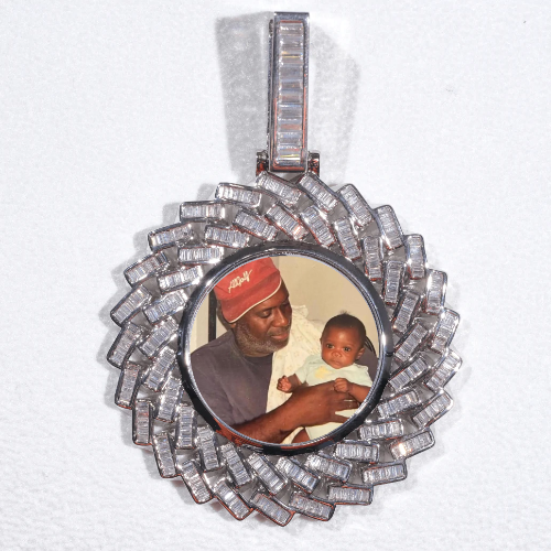 Large 3D Baguette Custom Picture Pendant
