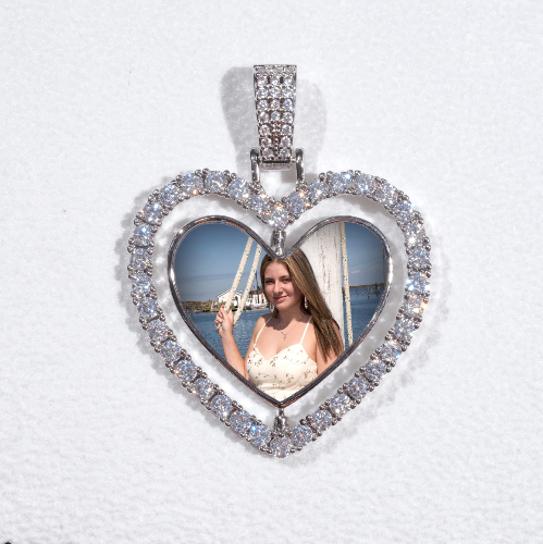 3D Spinning 2-Faced Heart Custom Picture Pendant