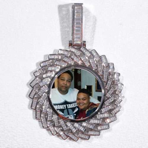 Large 3D Baguette Custom Picture Pendant