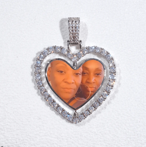 3D Spinning 2-Faced Heart Custom Picture Pendant