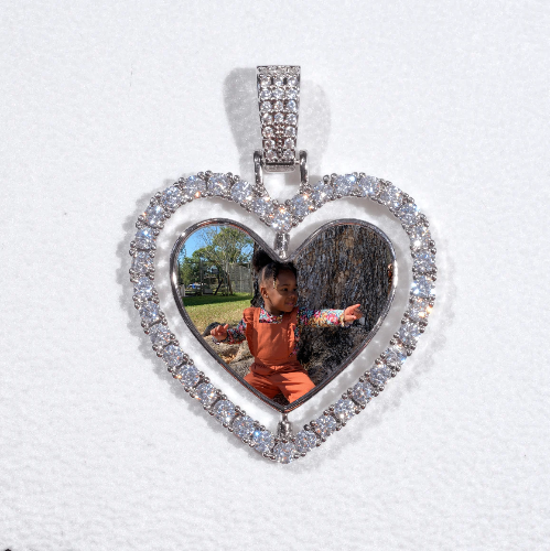 3D Spinning 2-Faced Heart Custom Picture Pendant